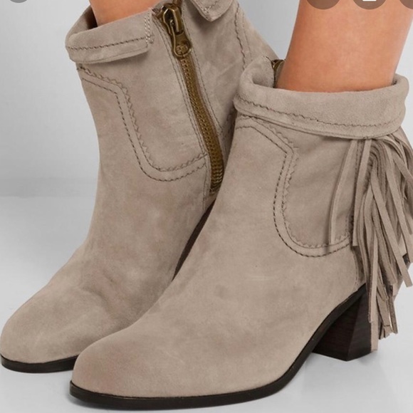 Sam Edelman Shoes - Sam Edelman Tan Gray Louie Fringe Boots 8.5 Ankle